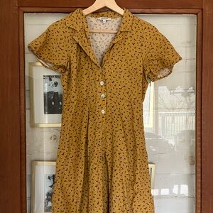 Madewell Mustard Floral Midi Dress